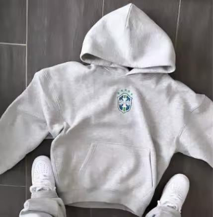 Sweat à Capuche Gris Brésil