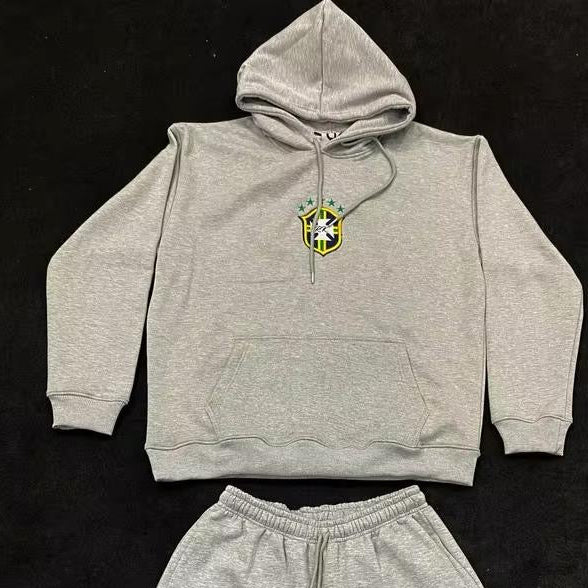 Sweat à Capuche Gris Brésil